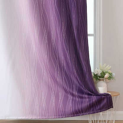 Purple and Greyish White Blackout Curtains & Drapes - Image 6