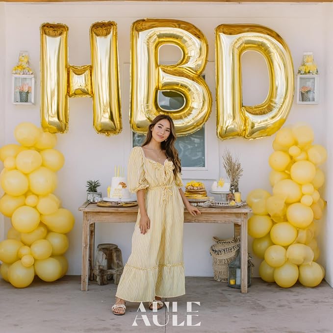 AULE 40 Inch Gold H Balloon Letter Foil A-Z Birthday Big Alphabet | Birthday - Image 2