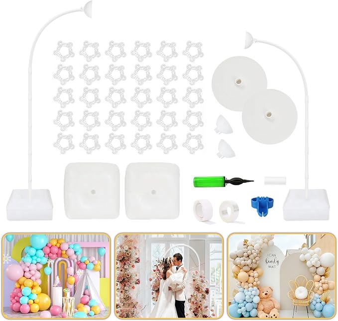 Bazen 2PK 8.2FT & 6FT Balloon Arch Stand White by Bazen
