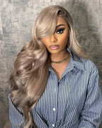 Alididi Ash Blonde Wig Human Hair 180% Density Milk Tea Ash Blonde Wig 13x6 Body Wave Hd Thin Lace Front Wigs Human Hair Full And Thicker Pre Plucked Pre Cut Natural Hairline With Baby Hair 28 inch