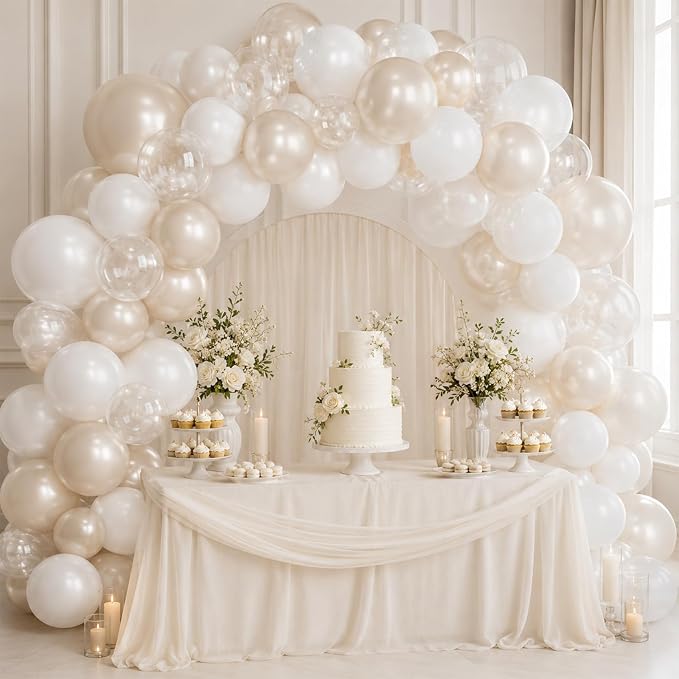 Pearl White Balloons, Elegant Neutral Boho Nude Bridal Shower Baby Birthday - Image 4