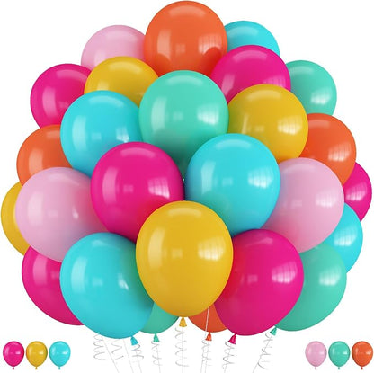 Mexican Fiesta Balloon, 60 Pack 12 Inch Rainbow Colors Balloon by Togvu