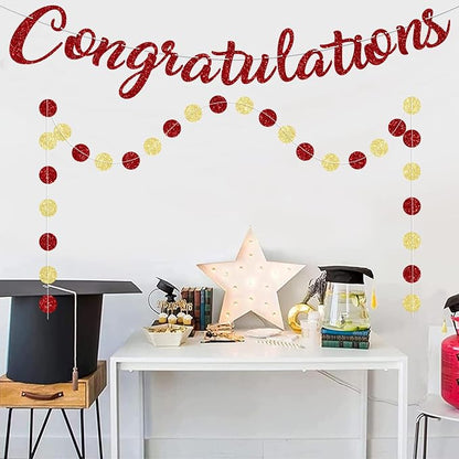 Red Congratulations Banner Sign Prestrung Congrats Banner Garland - Image 5