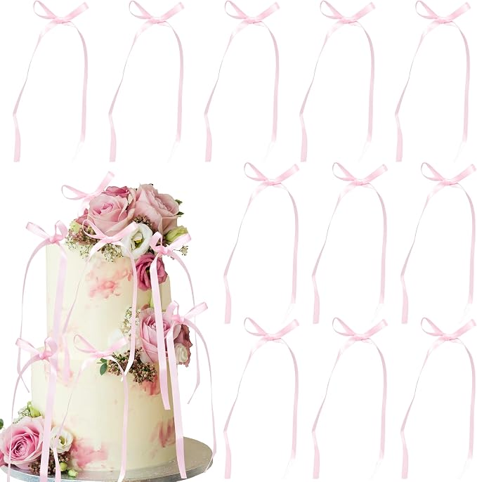 Ephlyn 30Pcs Bow Cupcake Toppers Valentine's Bowknot Ribbons Coquette Bow High by Ephlyn