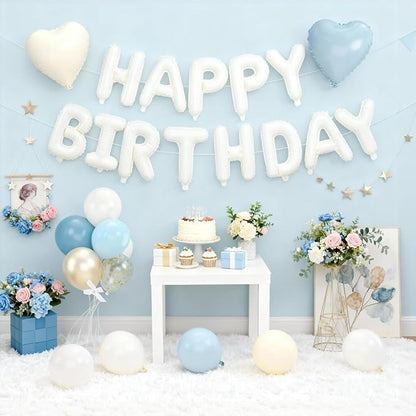 29PC Blue Heart Happy Birthday Balloon Banner, 16Inch 3D Aluminum Letter Banner - Image 6