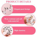 4PCS Bead Spiral Hair Ties, Artificial Pearl Bead Phone Cord Ponytail Holders for Women, Elegant Rubber Hair Coils, Stylish Hair Accessories for Party, Daily Use - White, Silver Bead