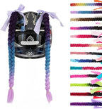 SEGO 1PCS/2PCS Helmet Pigtail Braids with Detachable Suction Cup Bowknot Ponytail Hair Many Colors (Helmet not Included)