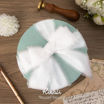 Ribbli 3 Rolls White Ribbon 1.5 Inch x 18Yards Handmade Cotton Frayed Fringe - Image 3