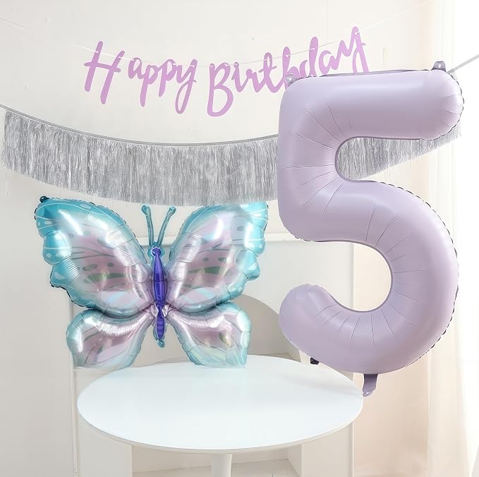 Pastel Purple 5 Number Balloons, 40 Inch Light Purple 5 Balloons Large Helium - Image 4