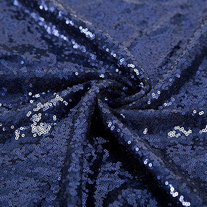 JYFLZQ Navy Blue Sequin Backdrop Curtains 8ft x 8ft 1 Panel Glitter Photo Booth - Image 4