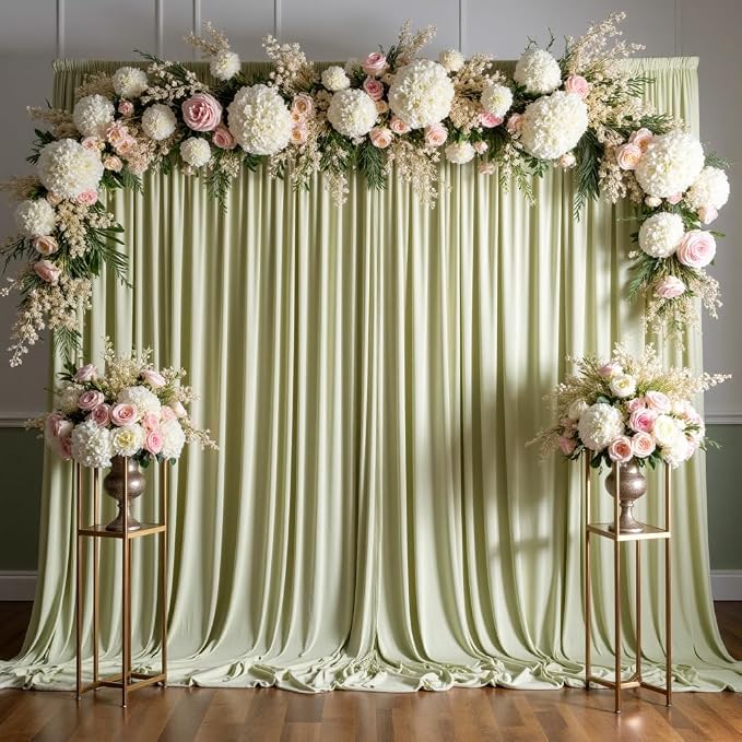 10 ft x 8 ft Wrinkle Free Light Green Backdrop Curtain by Outpain