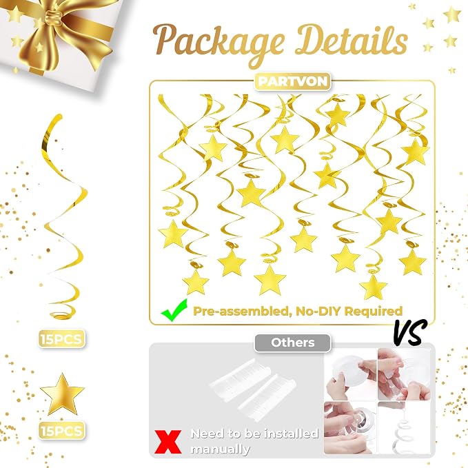 Gold Hanging Swirl Decorations - Image 3