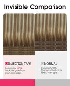 Youngsmile Injection Tape in Hair Extensions Human Hair 20pcs 50g Balayage #3/8/22 Walnut Brown to Ash Brown and Golden Blonde 22 Inch Injected Hair Extensions Straight Remy Human Hair (#3/8/22,22'')
