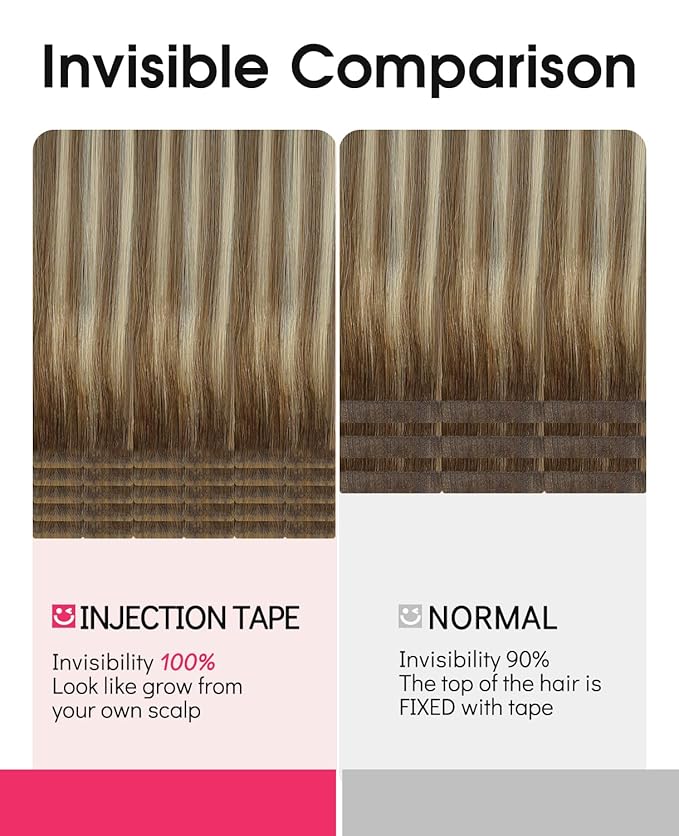 Youngsmile Invisible Tape in Hair Extensions Human Hair 20pcs 30g Balayage #3/8/22 Walnut Brown to Ash Brown and Golden Blonde 14 Inch Invisi Edge Hair Extensions Human Hair (#3/8/22,14'')