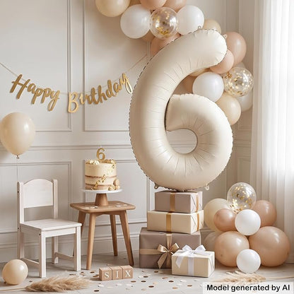 40 Inch Cream Foil Number 6 Balloon - Image 4