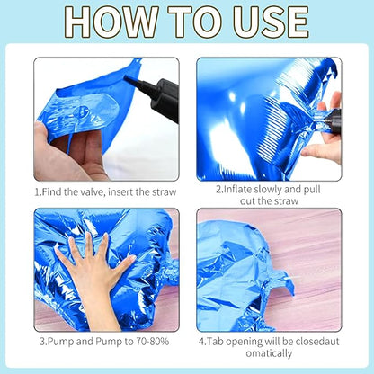 Metallic Navy Blue and Pearl Blue Double Sided Square Foil Balloons Wall - Image 5