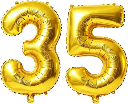 40 Inch Number 35 Balloons for 35th Birthday Party Decorations, 0-100 Gold by FOBELEC