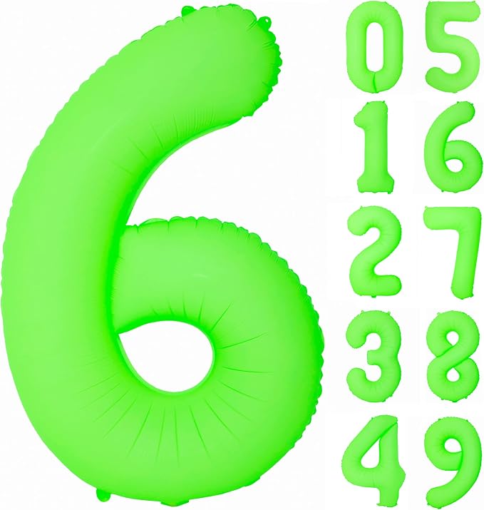 40IN Fluorescent Green Number 6 Balloons Glow In The Dark Green Balloon | by YOIOZAIZAI