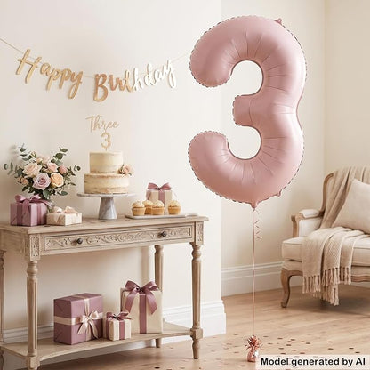 40 Inch Light Pink Foil Number 3 Balloon - Image 4