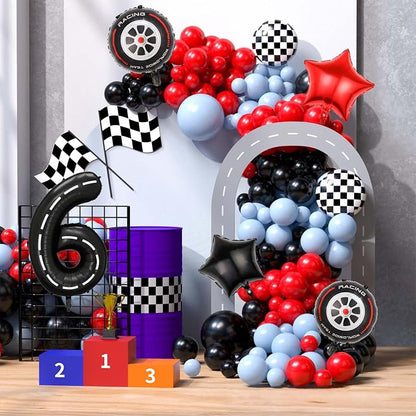Race Car Balloons, 40 Inch Racetrack Number 6 Balloon, Big Number Balloons Black - Image 4