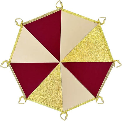 Burgundy Beige Gold Party Pennant Banner Flag Maroon Gold Hanging Glitter Paper - Image 5