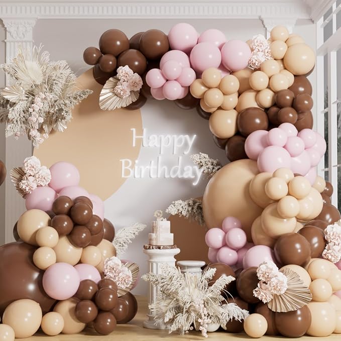 AULE Brown Balloon Arch Kit 155Pcs Light Pink Beige Balloons | Coffee Brown by AULE
