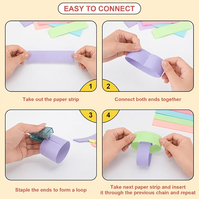 360 Sheets Colorful Paper Chains Strips and Star Garland - Image 3