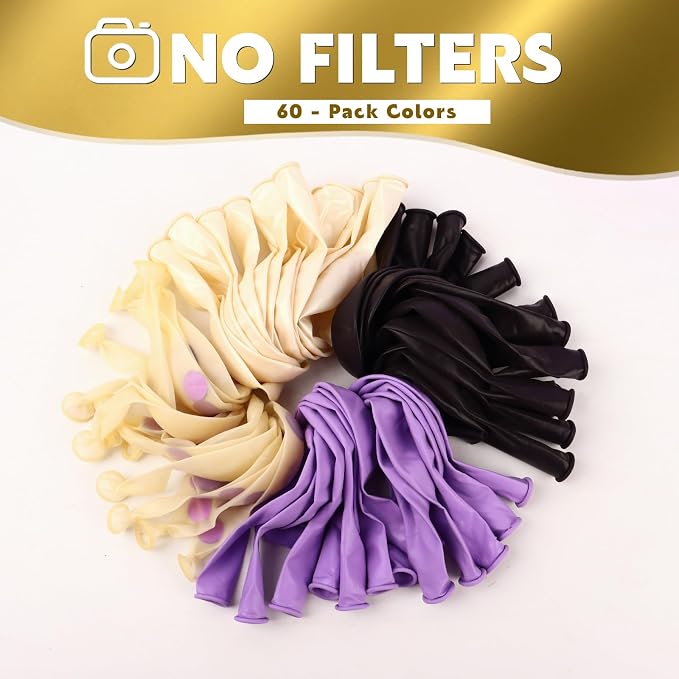 Purple White Balloons 60Pcs 12 Inch Confetti Latex Balloon Kit - Image 6
