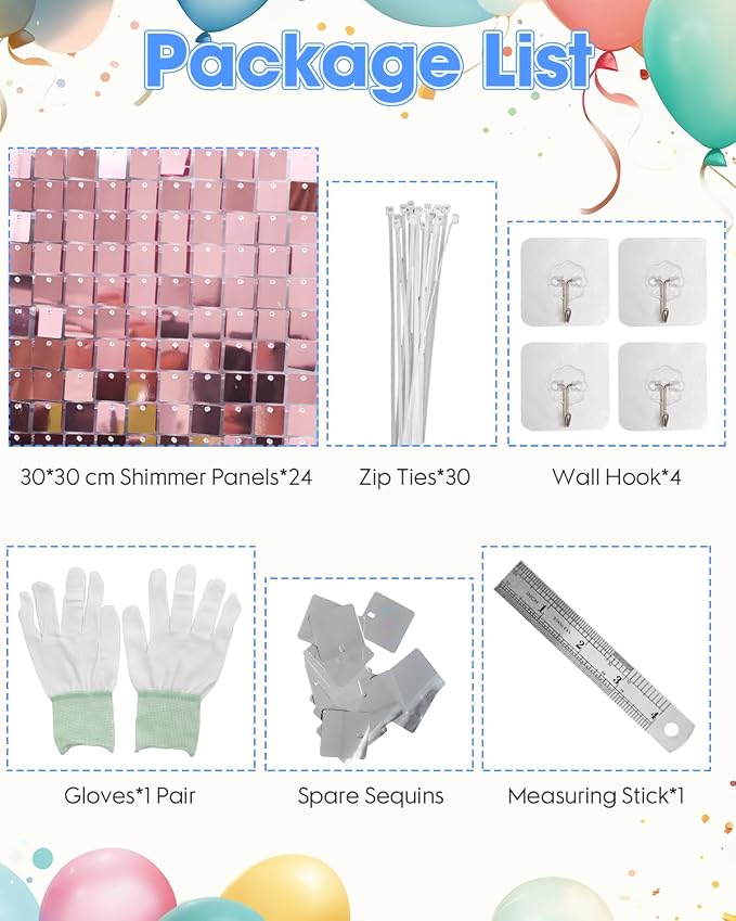 Pink Shimmer Wall Backdrop, 24 Panels, 6x4 Ft Photo Backdrop | wedding backdrop - Image 5