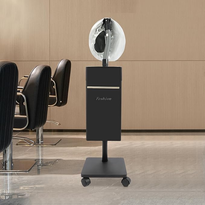 Nano Hair Steamer, Multi-Function Micro-Mist Hair Steamer, Hair Color Processor with Universal Wheel for Deep Care Hair Repair Salon Spa (B-Lack)