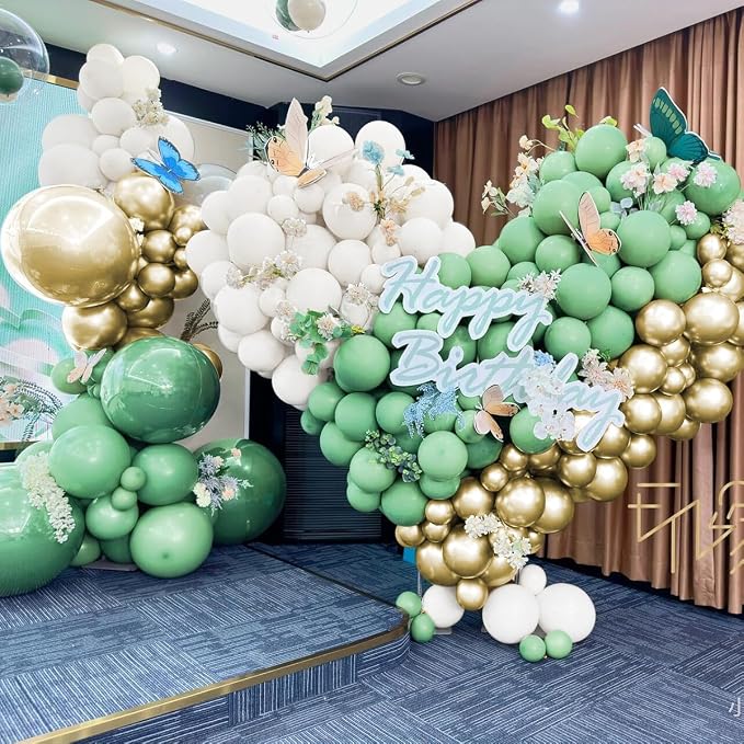 Green White Gold Balloon Garland Arch Kit - Image 7