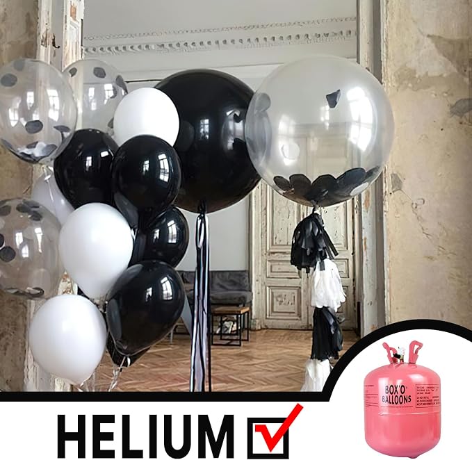 PartyWoo Black Large Round Giant 4D Jumbo Foil Balloons 3pcs 50 Inch | 50 Inch - Image 3