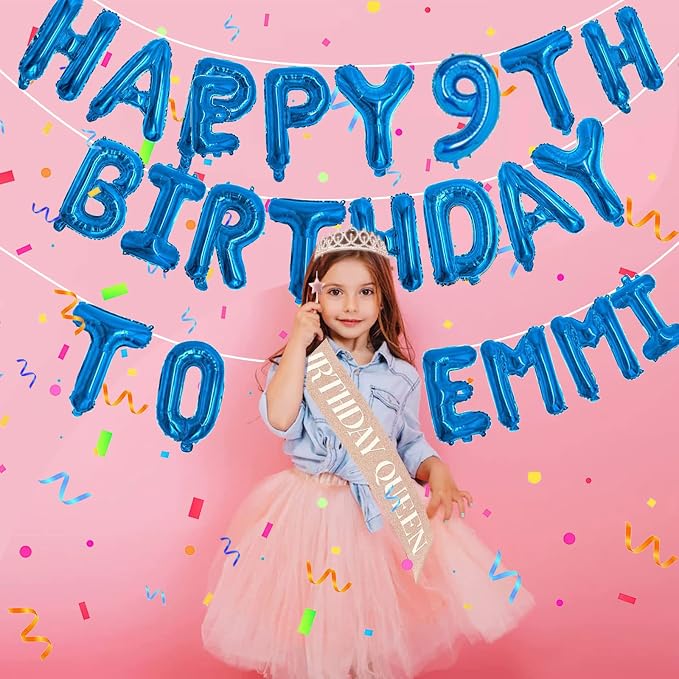 Blue Happy Birthday Balloon Banner Set -16" Foil Letters Balloons | 76pcs - Image 6