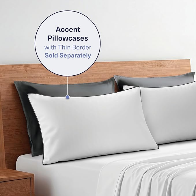 Kickoff Viscose Bamboo Pillowcase, King, Set of 2, 100% Organic Hidden Zippered Viscose Bamboo Pillow Case King Size, Cooling Pillow Cover for Hot Sleepers (20"x40", Pewter)