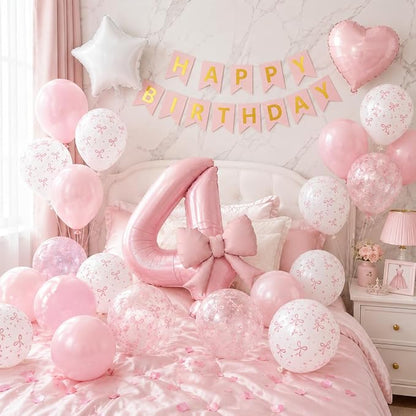 4th Pink Bow Birthday Decorations - Image 7