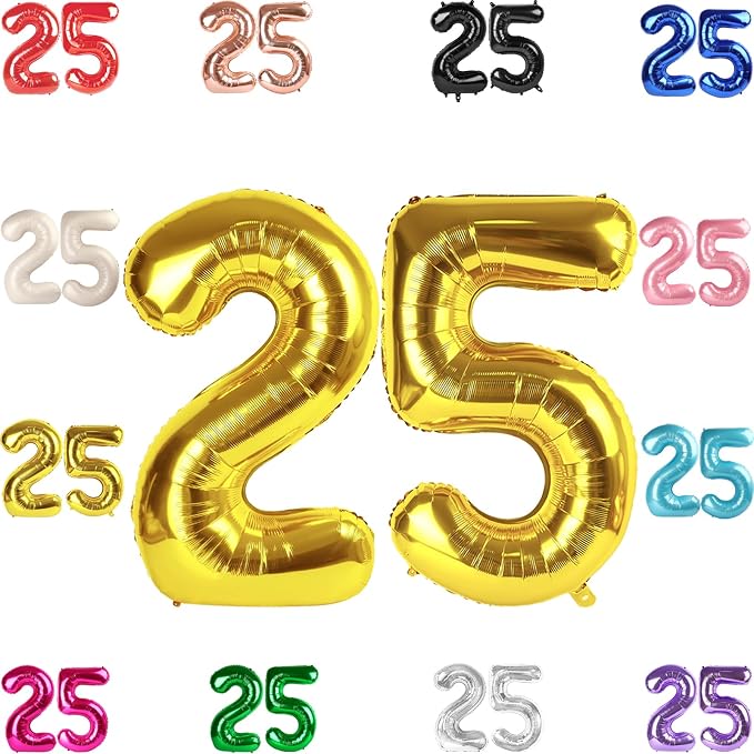 Gold Number 25 Balloon 40 Inch by IWERP