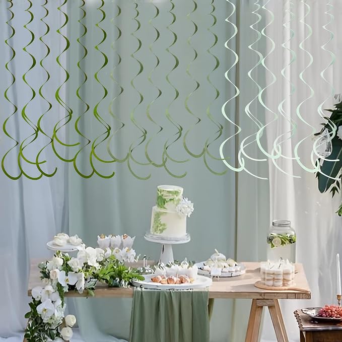 36Pcs Olive Green Hanging Swirl Decorations Ombre Sage Green Felt Swirl - Image 7