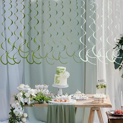 36Pcs Olive Green Hanging Swirl Decorations Ombre Sage Green Felt Swirl - Image 7