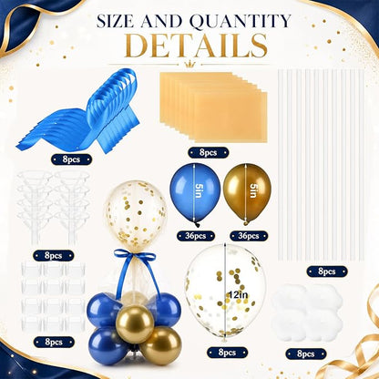 BBTO 8 Set Blue Gold Balloon Centerpieces - Image 2