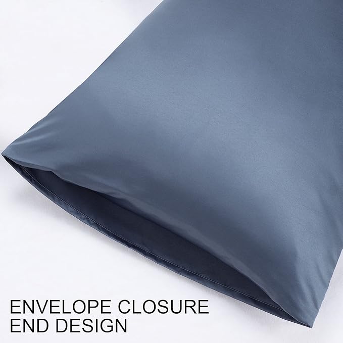 uxcell 2 Pack Silk Satin Pillowcase for Hair and Skin, Cool, Silky, Soft Breathable Pillow Cases Queen Size 20x30 Inch Sateen Pillowcase Slate Gray with Envelope Closure