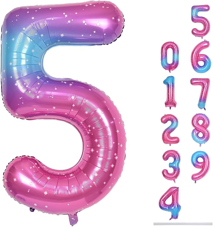 Rainbow Gradient Number 5 Balloon by Lingqiang