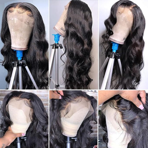 13X6 Body Wave Lace Front Wigs Human Hair 180% Density 26 Inch HD Lace Front Wigs Human Hair Pre Plucked Glueless Wigs for Black Women Frontal Wigs Natural Color