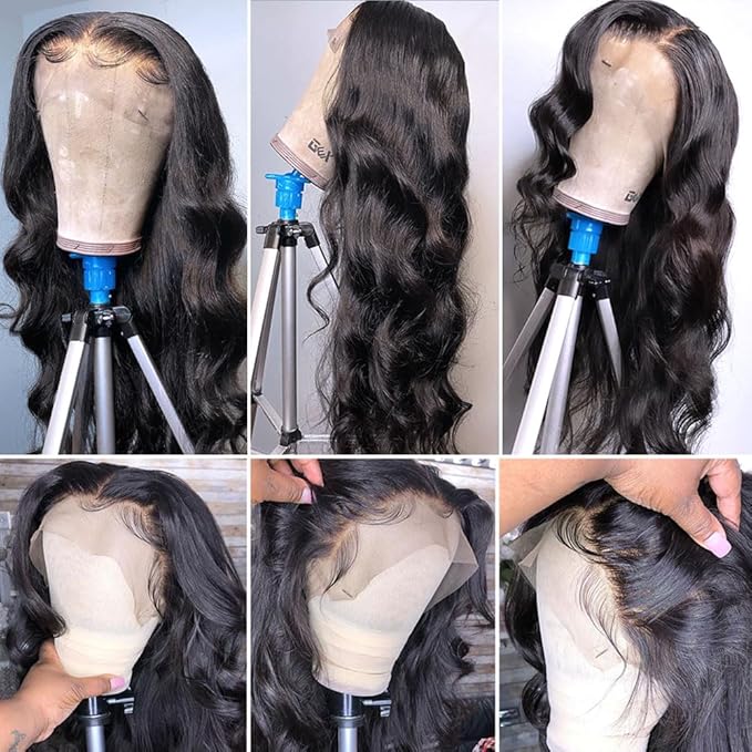 28 Inch Body Wave Lace Front Wigs Human Hair 13X6 HD Lace Frontal Wigs Human Hair 180% Density Glueless Wigs Human Hair Pre Plucked for Women Brazilian Virgin Body Wave Wig Natural Color