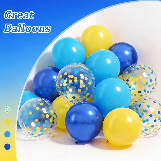 60pcs Blue and Yellow Balloons 12inch - Image 4
