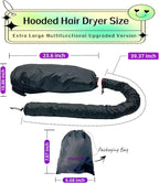 Hooded Hair Dryer for Curly Hair, Large Adjustable Blow Dryer Cap, Portable Hair Dryer Bonnet Attachment, Soft Diffuser for Fast Drying & Deep Conditioning, Headband Integrated Design (Black)