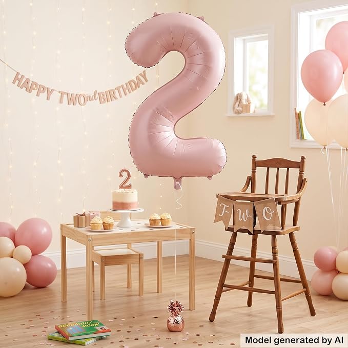40 Inch Light Pink Foil Number 2 Balloon - Image 4