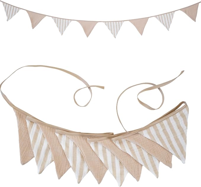 2Pcs Triangle Bunting Flag No-DIY Cotton Fabric Garland Reusable Party Banner by DIAKOPES