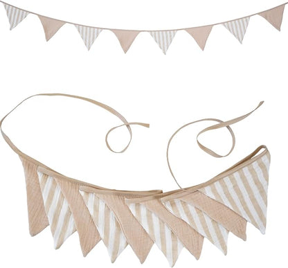2Pcs Triangle Bunting Flag No-DIY Cotton Fabric Garland Reusable Party Banner by DIAKOPES
