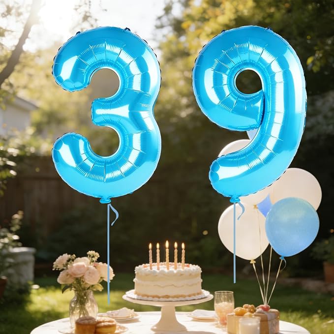 40 Inch Number 39 Balloons for 39th Birthday Party Decorations, 0-100 Jewelry - Image 3