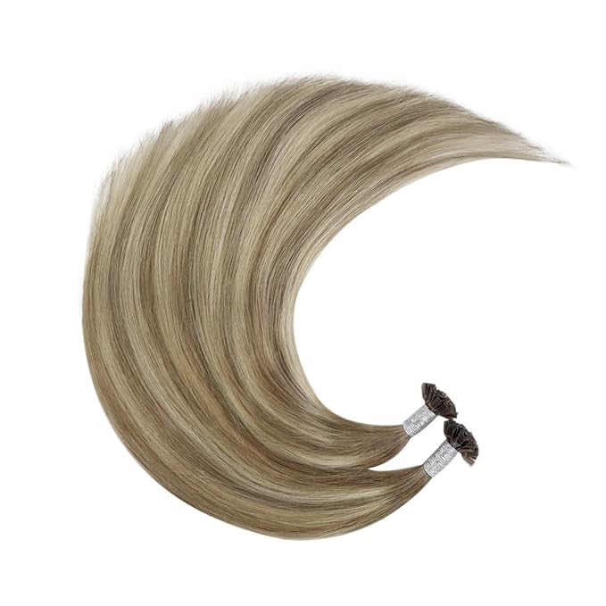 YoungSee K Tip Hair Extensions Real Human Hair Ombre Light Brown Balayage Blonde Ktip Real Hair Extensions Human Hair 24In 1G/S 50G